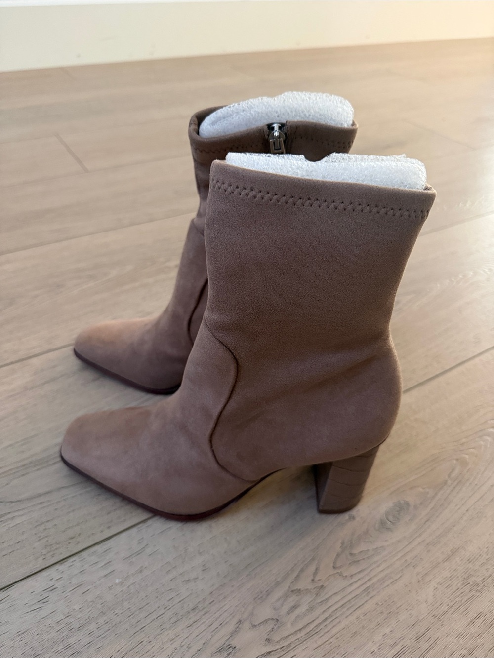 Dolce Vita Dusty Taupe Suede Block Heel Ankle Boots